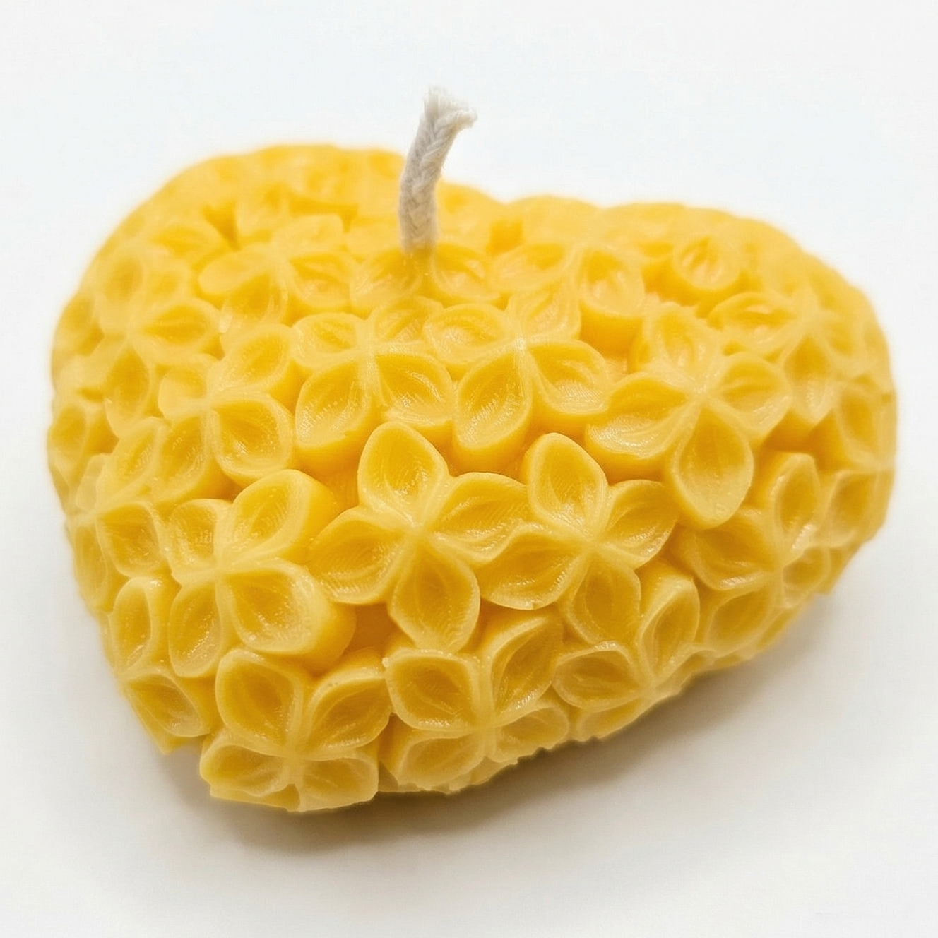 Dekorative Kerze Blühendes Herz - Weiß / Kokos