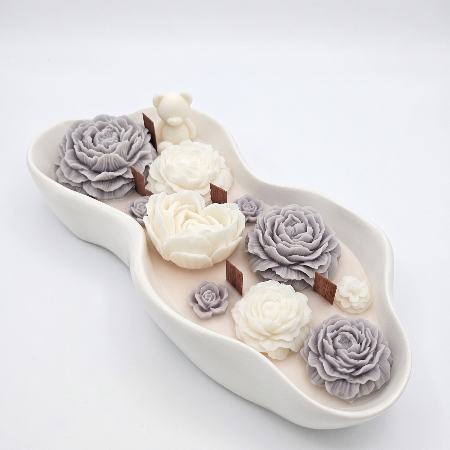 Kerze Blühende Wolke - Weiß / Rosa / Paris