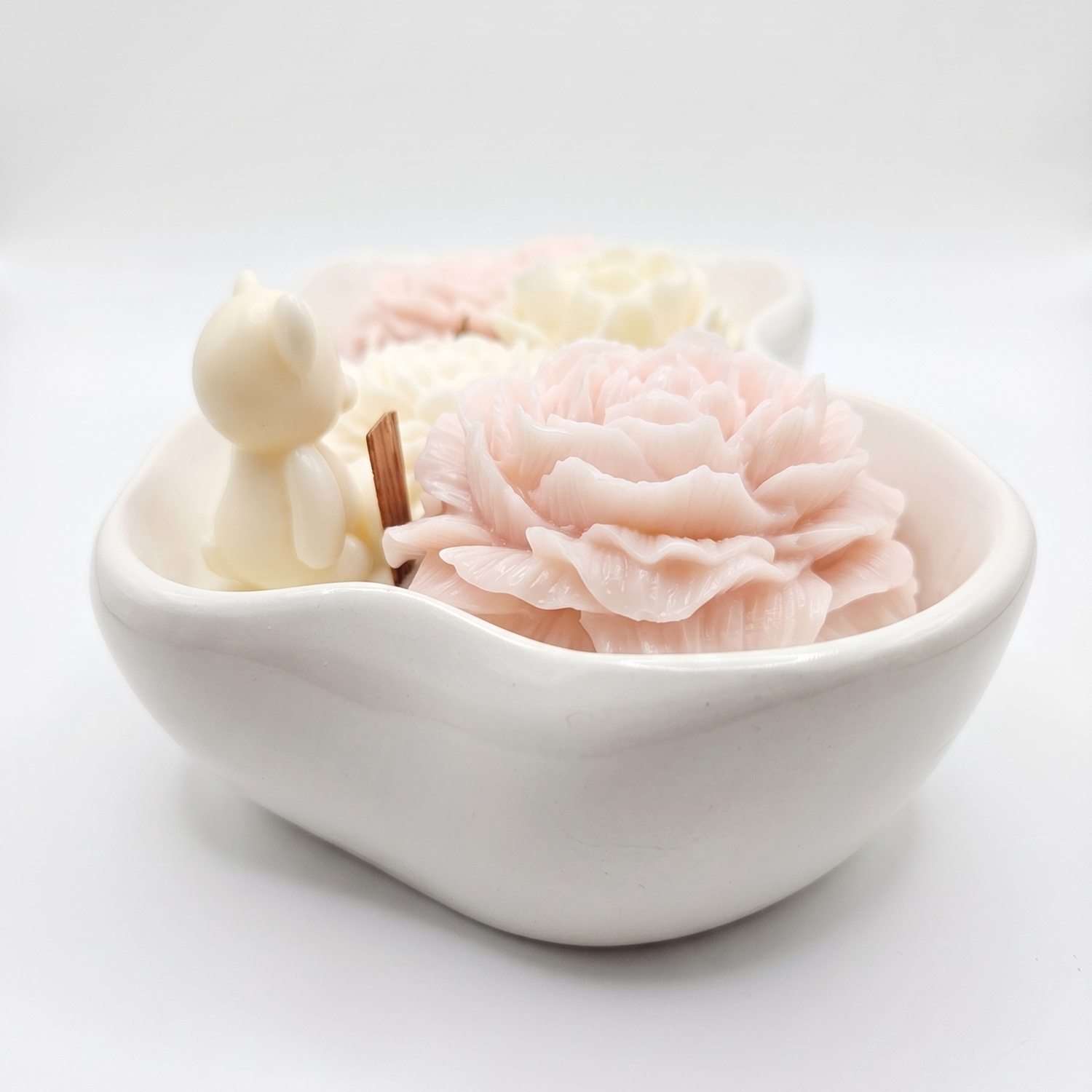 Kerze Blühende Wolke - Weiß / Rosa / Paris