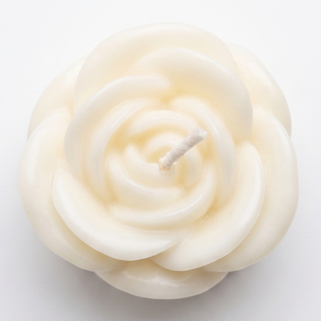 Kerze Rose - Weiß / Kokos