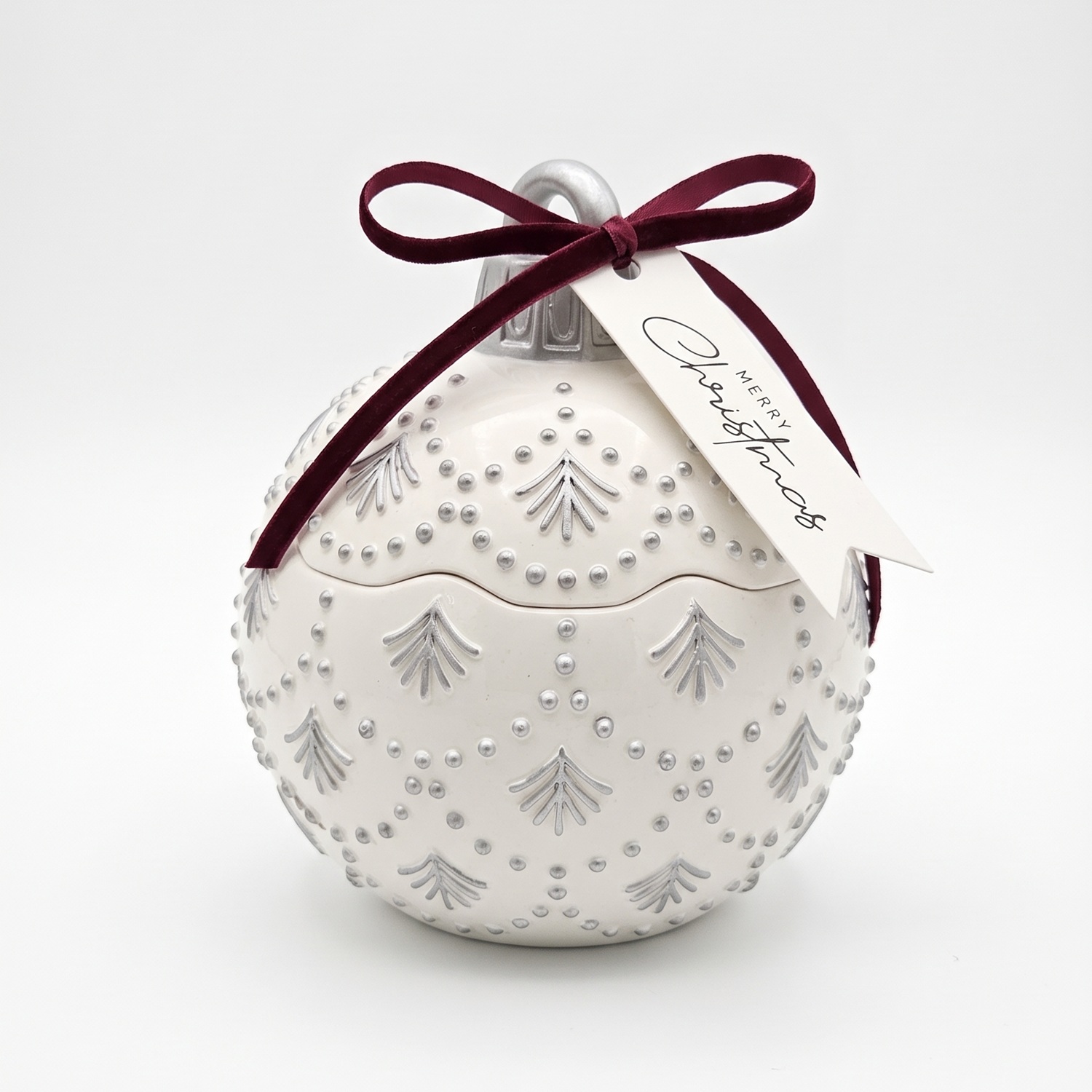 Kerze Christmas Bauble Enchanted MINI - Weiß / Silber / Winterzauber / MINI