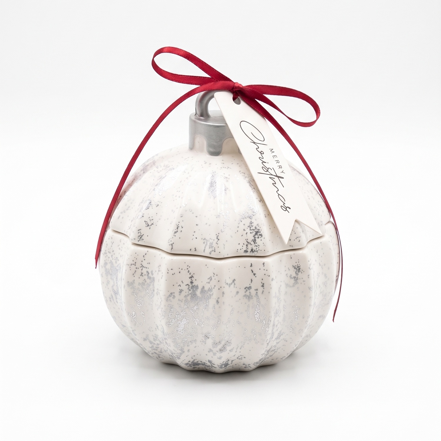 Duftkerze Christmas Bauble Glitter MINI - Weiß / Silber / Winterzauber