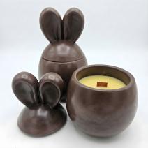 Kerze Süßer Hase - Braun / Limette, Mango