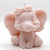 Kerze Elefant Mädchen - Rosa / Kokos