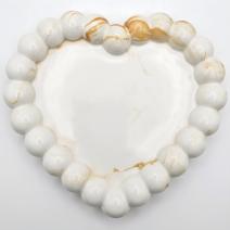 Design-Tablett Perlenherz - Weiß / Gold