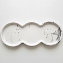 Design-Tablett Trio - Weiß / Silber