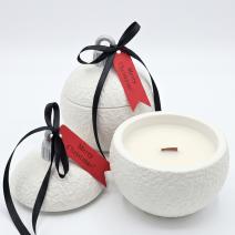 Kerze Christmas Bauble Classic MINI – Weiß / Silber / Winterzauber