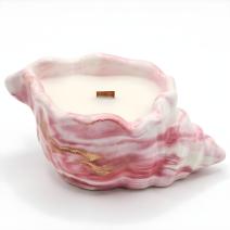Duftkerze Rosige Flut – Rosa / Weiß / Gold / Eukalyptus, Kampfer