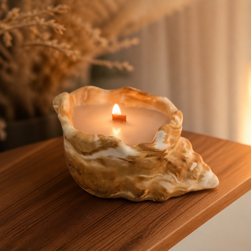 Kerze Sanddüne - Sand / Meersalz, Holz