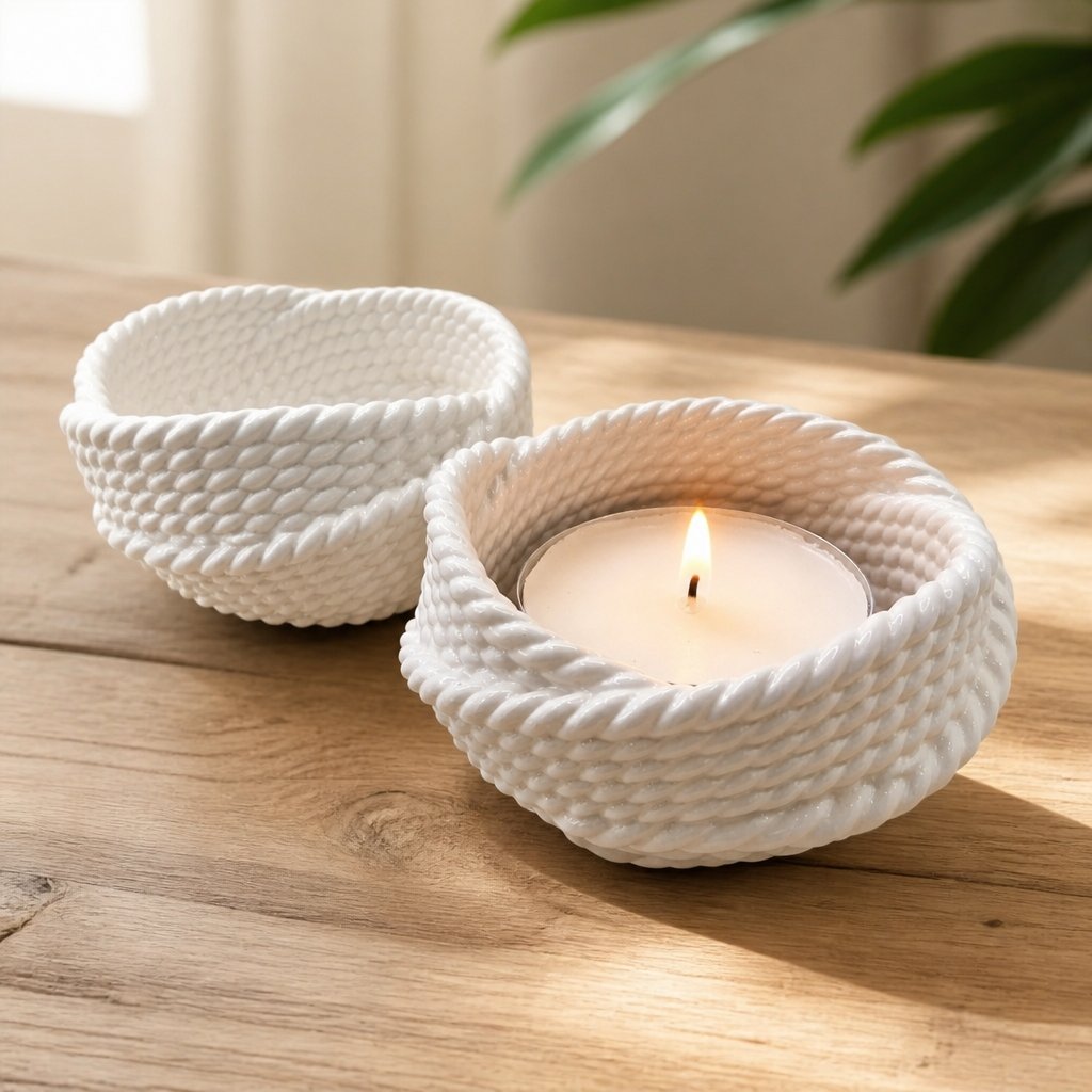 Design-Kerzenhalter Garn – Weiß