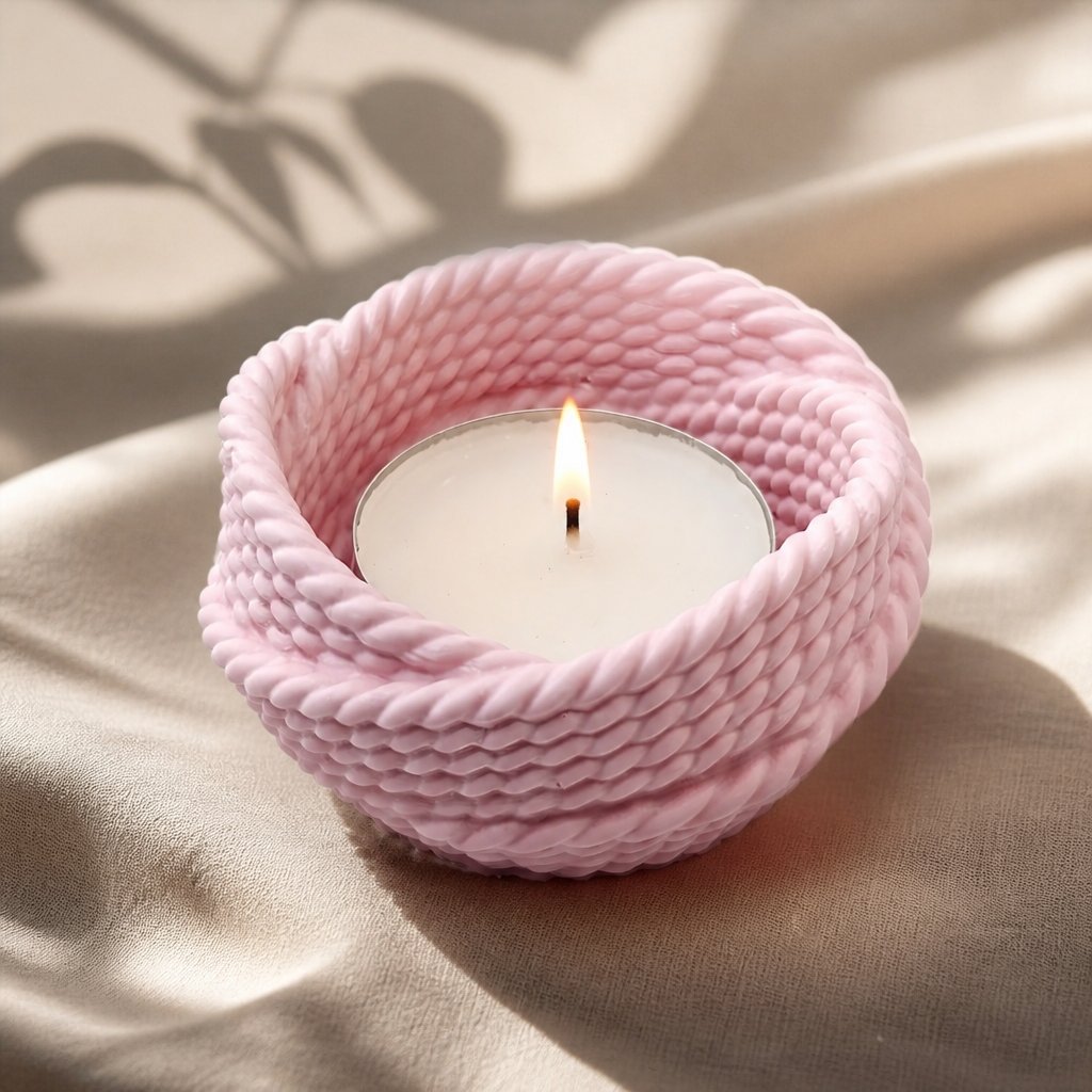 Design-Kerzenhalter und Schale Garn – Rosa