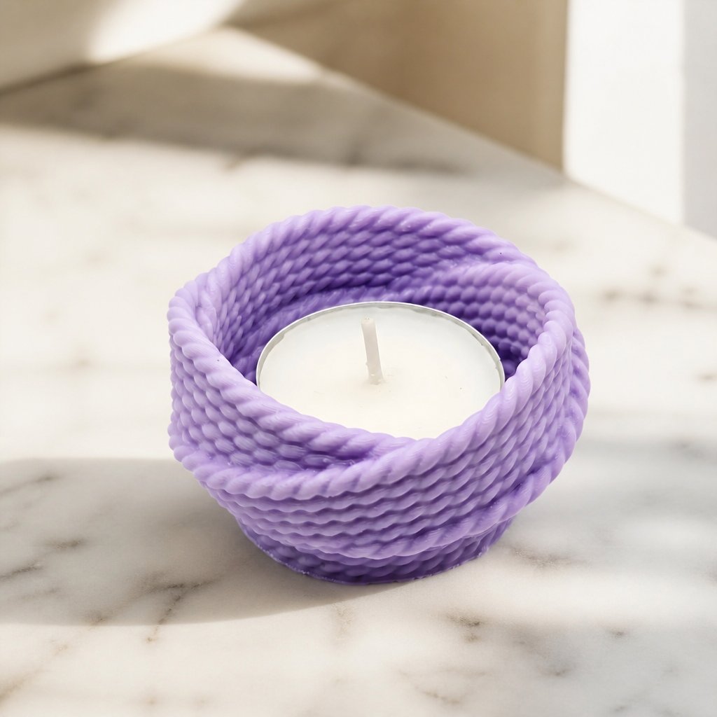 Design-Kerzenhalter und Schale Garn – Lila