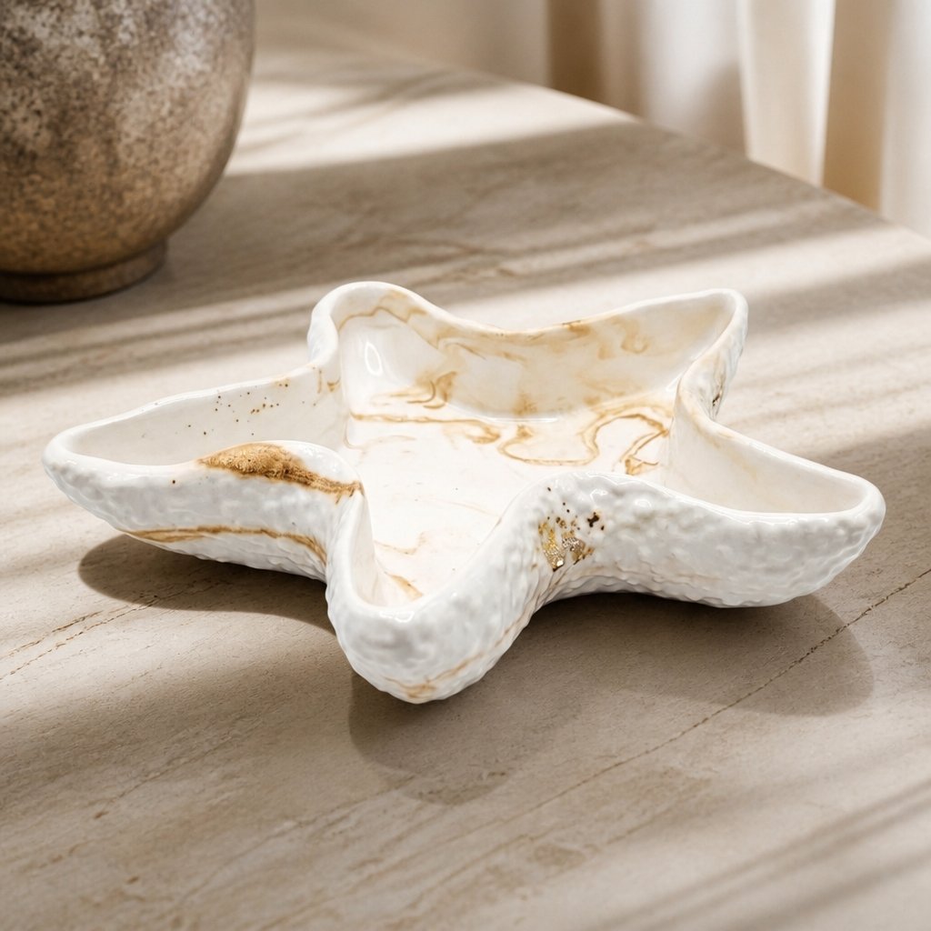 Design-Schale Seestern - Weiß / Gold