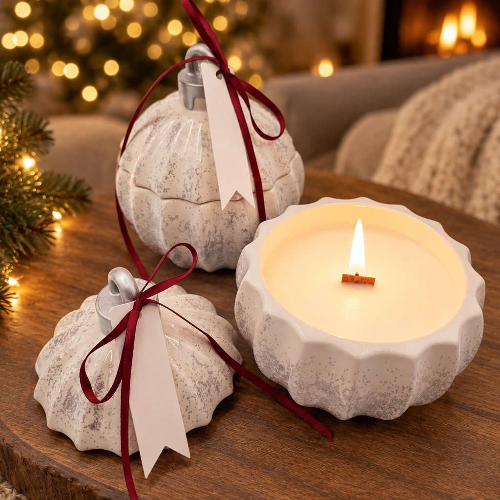 Duftkerze Christmas Bauble Glitter - Weiß / Silber / Winterzauber