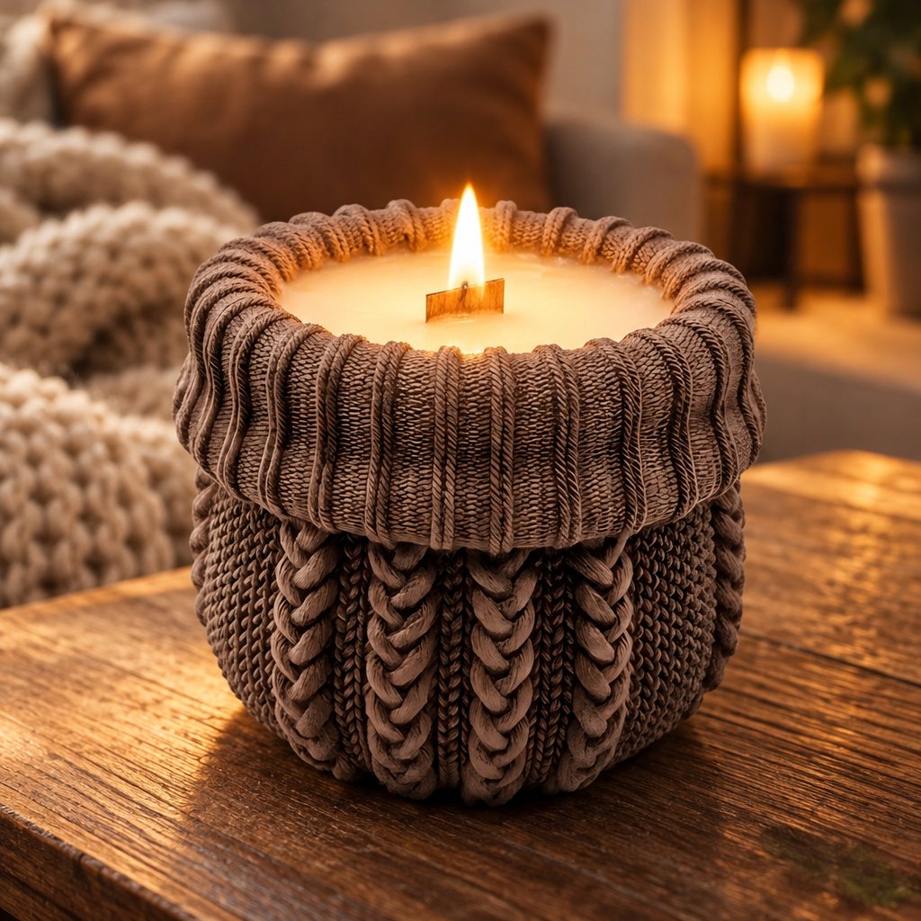 Duftkerze Pullover - Braun / Vanille