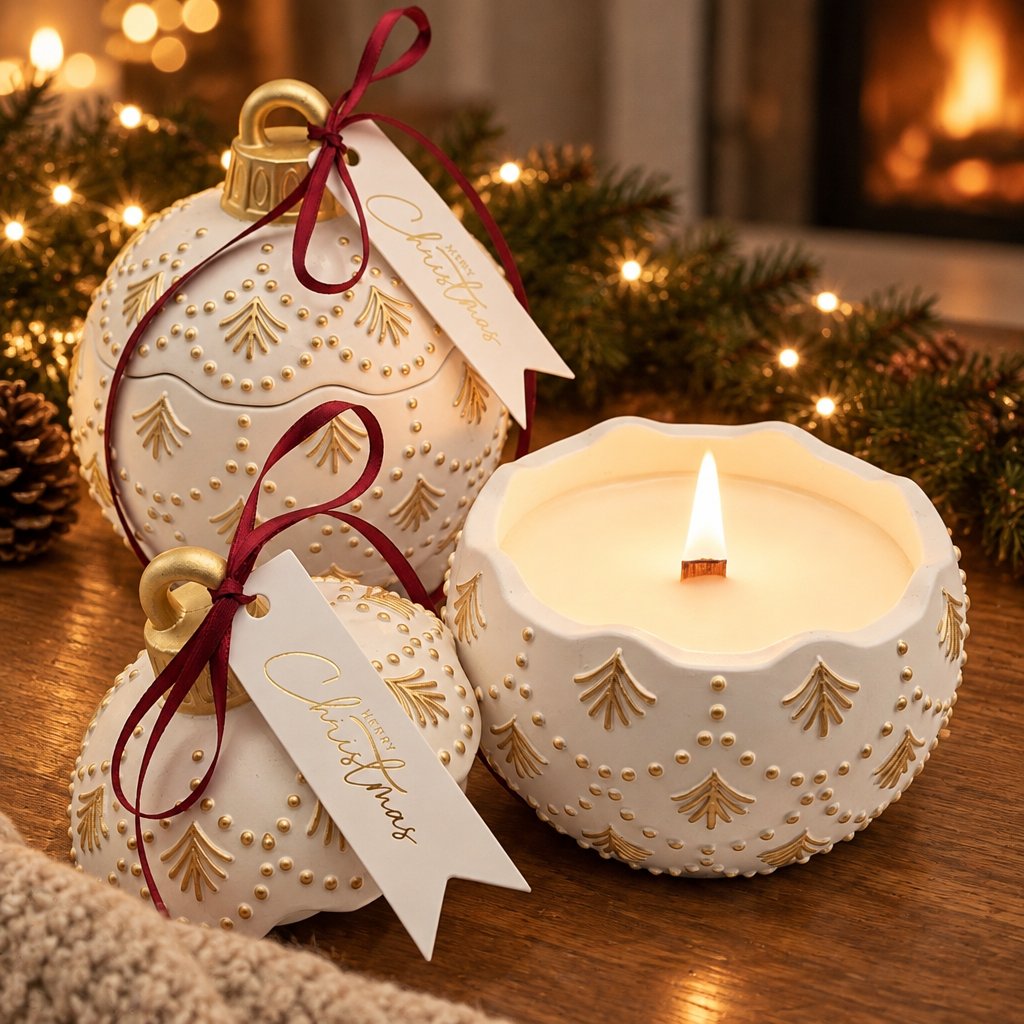 Duftkerze Christmas Bauble Enchanted - Weiß / Gold / Winterzauber